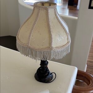 Elegant Cream Table Lamp with Fringe